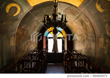 Inside the church of Agios Pantelaymon in the old town of Rhodes, Rhodes, Greece 90904973