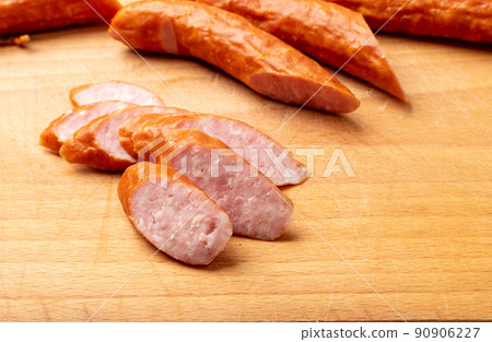 Smoked sausage isolated Smoked sausage isolated 90906227