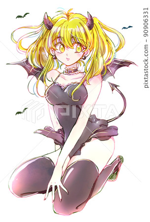 Small devil-like woman blonde 90906331