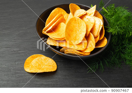 Potato Chips on Black Potato Chips on Black 90907467