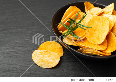 Potato Chips on Black Potato Chips on Black 90907468