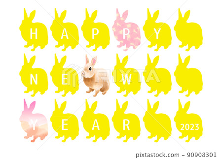 兔年 2023 新年賀卡插圖 兔年 2023 新年賀卡插圖 90908301