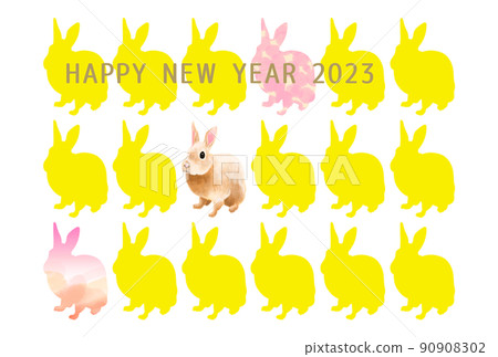 兔年 2023 新年賀卡插圖 兔年 2023 新年賀卡插圖 90908302