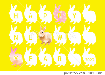 兔年 2023 新年賀卡插圖 兔年 2023 新年賀卡插圖 90908304