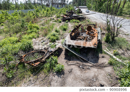 War in Ukraine - destroyed military hardware War in Ukraine - destroyed military hardware 90908996
