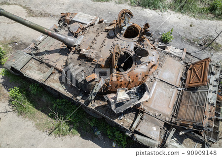 War in Ukraine - destroyed military hardware War in Ukraine - destroyed military hardware 90909148