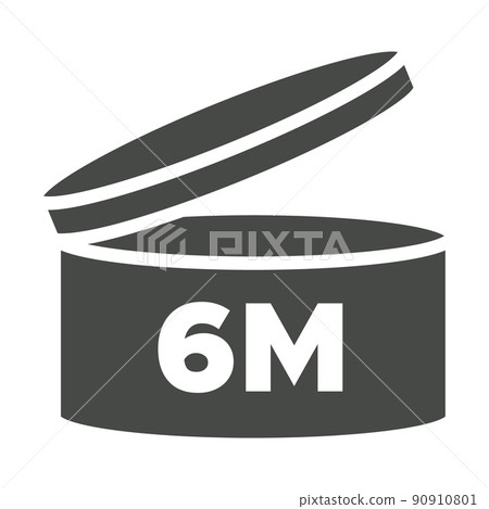 6 m Pao vector symbol. Period after opening icon. Cosmetic open month life shelf. Cosmetic product expiration. 90910801