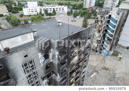 Borodyanka, Ukraine - a destroyed building during the war, Bucha district Borodyanka, Ukraine - a destroyed building during the war, Bucha district 90910979