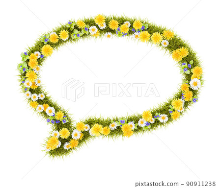 Flowery Grassy Speech Bubble Shape Isolated Flowery Grassy Speech Bubble Shape Isolated 90911238