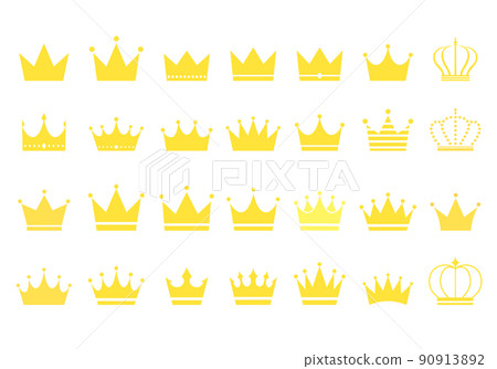 各種簡單的皇冠平面圖標集 90913892