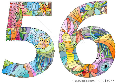 56 number vintage font. Engraving design. Vector illustration. 90913977