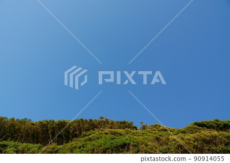 Refreshing summer blue sky and green mountains 210530PM 90914055