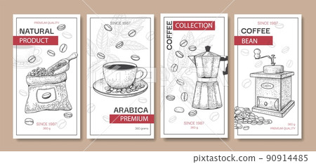 Premium Vector  Drawing cup of coffee and coffee beans