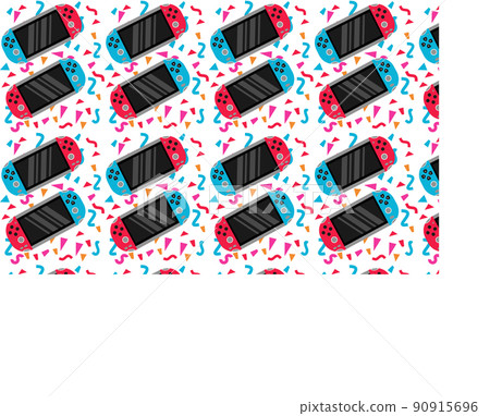 Mobile video console. Portable, creative video game console. Seamless pattern 90915696