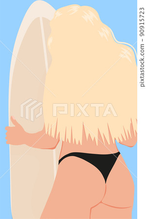 Girl on the beach. Pretty girl with a surfboard. Girl in a black swimsuit Girl on the beach. Pretty girl with a surfboard. Girl in a black swimsuit 90915723