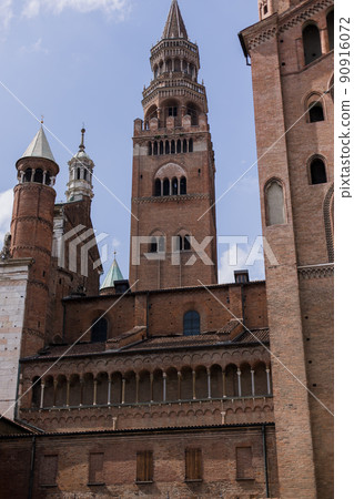 high clock tower, beautiful architecture of the italian city 90916072
