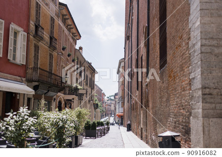 beautiful street architecture in italy the city of cremonia milan rome 90916082