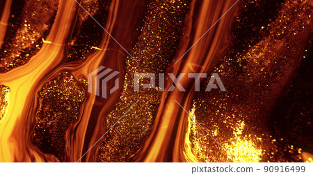 Ink stream flow. Running liquid paint. Orange yellow fluid moving on black abstract background shot on RED Cinema camera. Ink stream flow. Running liquid paint. Orange yellow fluid moving on black abstract background shot on RED Cinema camera. 90916499