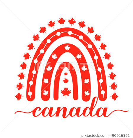 Canada Day rainbow. Vector template for Canadian holiday banner, poster, greeting card, flyer, sticker, etc. 90916561