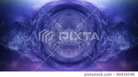 Ink water burst. Fantasy wormhole portal. White paint flow. Purple creative abstract background shot on Red Cinema camera 6k. 90916596