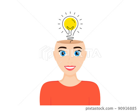 Mental health, idea in mind and psychology concept. Human head with lightbulbs. Positive thinking, mental health care, healthy mind. Happy idea, psychotherapy illustration. Vector Mental health, idea in mind and psychology concept. Human head with lightbulbs. Positive thinking, mental health care, healthy mind. Happy idea, psychotherapy illustration. Vector 90916885