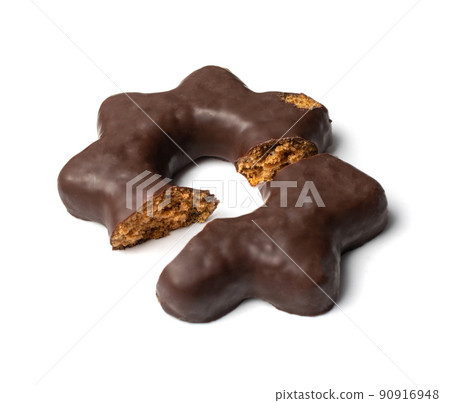 Chocolate Gingerbread Isolated, Star Shaped Pryanik 90916948