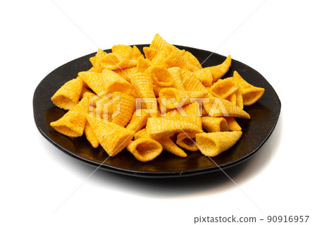 Corn Cone Isolated, Puffs with Spices Corn Cone Isolated, Puffs with Spices 90916957