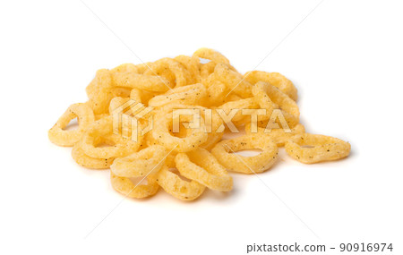 Corn Rings Isolated, Puffs with Spices Corn Rings Isolated, Puffs with Spices 90916974