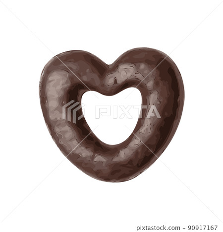Chocolate Gingerbread Isolated, Heart Shaped Pryanik 90917167