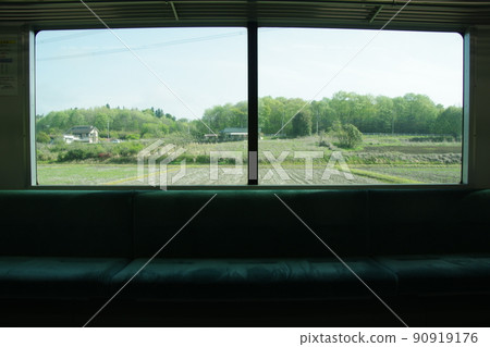 View of rice fields from inside the Moka Railway 90919176