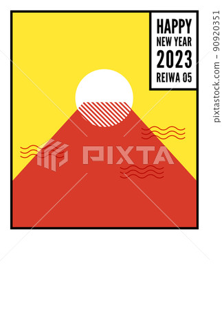 New Year's card template for Mt. Fuji and the first sunrise of the year (2023, English) 90920351