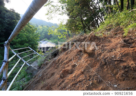 由於自然災害造成的山體滑坡,道路完全封閉 由於自然災害造成的山體滑坡,道路完全封閉 90921656