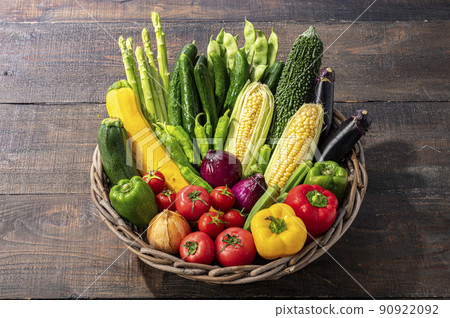 Summer vegetables in a basket Summer vegetables in a basket 90922092