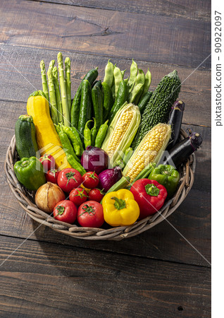 Summer vegetables in a basket Summer vegetables in a basket 90922097