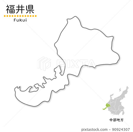 Fukui Prefecture's simplified and cute map, regions and locations 90924307