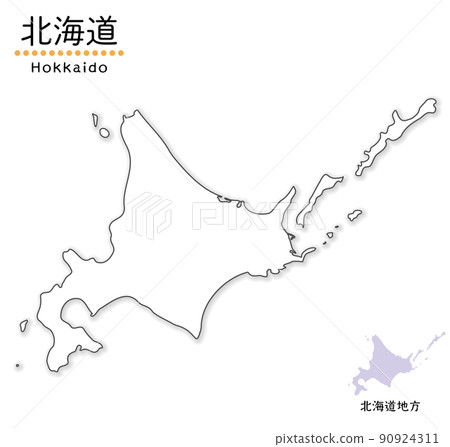 簡單可愛的北海道地圖，包括北方四島在內的全貌 90924311