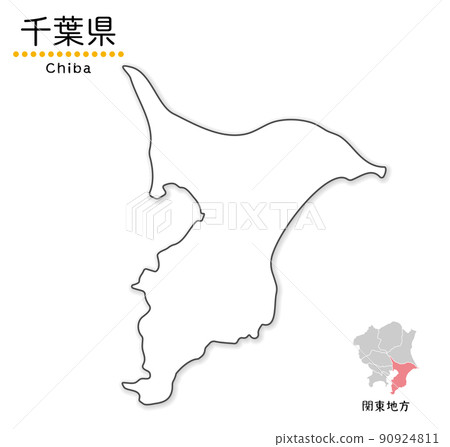 千葉縣、地區和位置的簡化可愛地圖 90924811