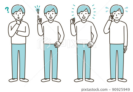 男性面部表情變化圖集②（淺藍色版） 90925949