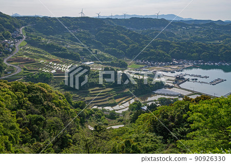Oura rice terraces filled with water Oura rice terraces filled with water 90926330