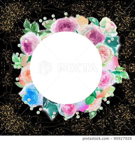 飄揚的玫瑰花瓣和粉紅玫瑰 Pierre de Ronsard 的插花水彩插圖 90927926