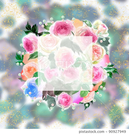 飄揚的玫瑰花瓣和粉紅玫瑰 Pierre de Ronsard 的插花水彩插圖 飄揚的玫瑰花瓣和粉紅玫瑰 Pierre de Ronsard 的插花水彩插圖 90927949