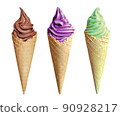 chocolate purple and green softserve on white background 90928217