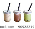 Taiwan bubble milk tea with whip cheese on white background 90928219