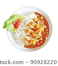 Tonkatsu curry rice top view on white background 90928220