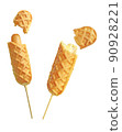 hotdog and hotdog cheese in waffle stick 90928221