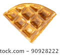 pice of waffle on white background 90928222