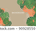 leaf background with green and orange color on brown background 90928550