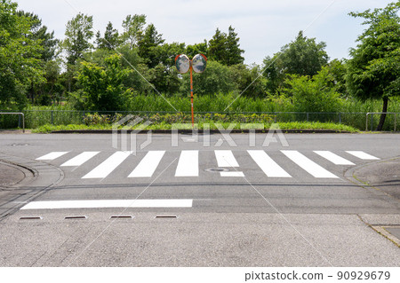 New pedestrian crossing in a residential area New pedestrian crossing in a residential area 90929679