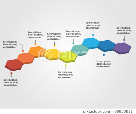 Hexagon step template for infographic for presentation for 9 element Hexagon step template for infographic for presentation for 9 element 90930051