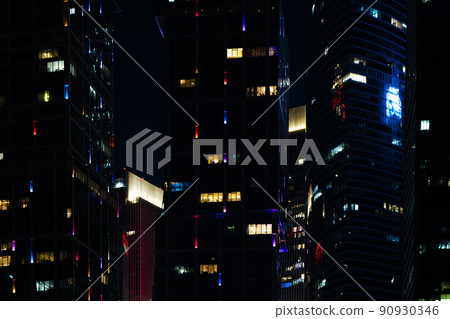 Background Corporate office night view. High quality photo 90930346